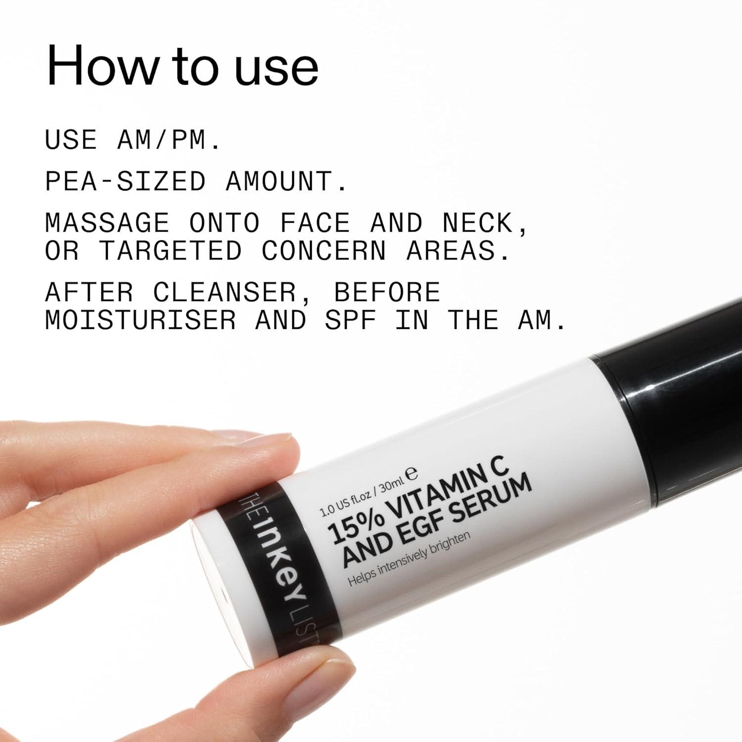 image:imageThe INKEY List 15 Vitamin C and EGF Serum 1 Fl Oz Reduces Hyperpigmentation Rejuvenating Skin Care Vegan Friendly Suitable For All Skin Types