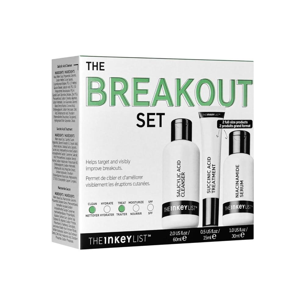 image:imageThe INKEY List Acne Treatment Set Salicylic Acid Cleanser Niacinamide Serum amp Succinic Acid Spot Treatment Clears Acne Breakouts amp Blemishes Skincare for Oily AcneProne Skin